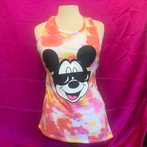 Mickey Mouse “cool” tank top size small orange and pink and white tie-dye